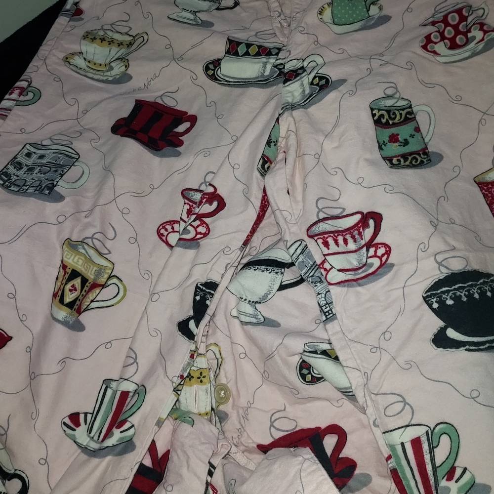 Nick & Nora Pink Pajama Set with Teacup Print